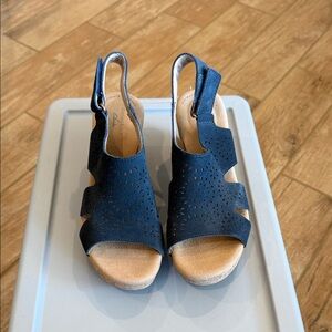 Clarks Navy Blue Perforated Sandals